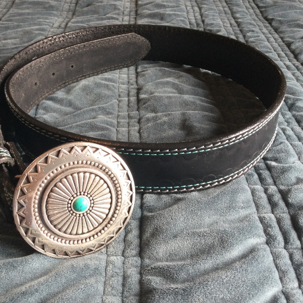 🌻Justin Top Grain Cowhide Black Leather Belt Size 38
